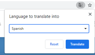 Browser Translation select language