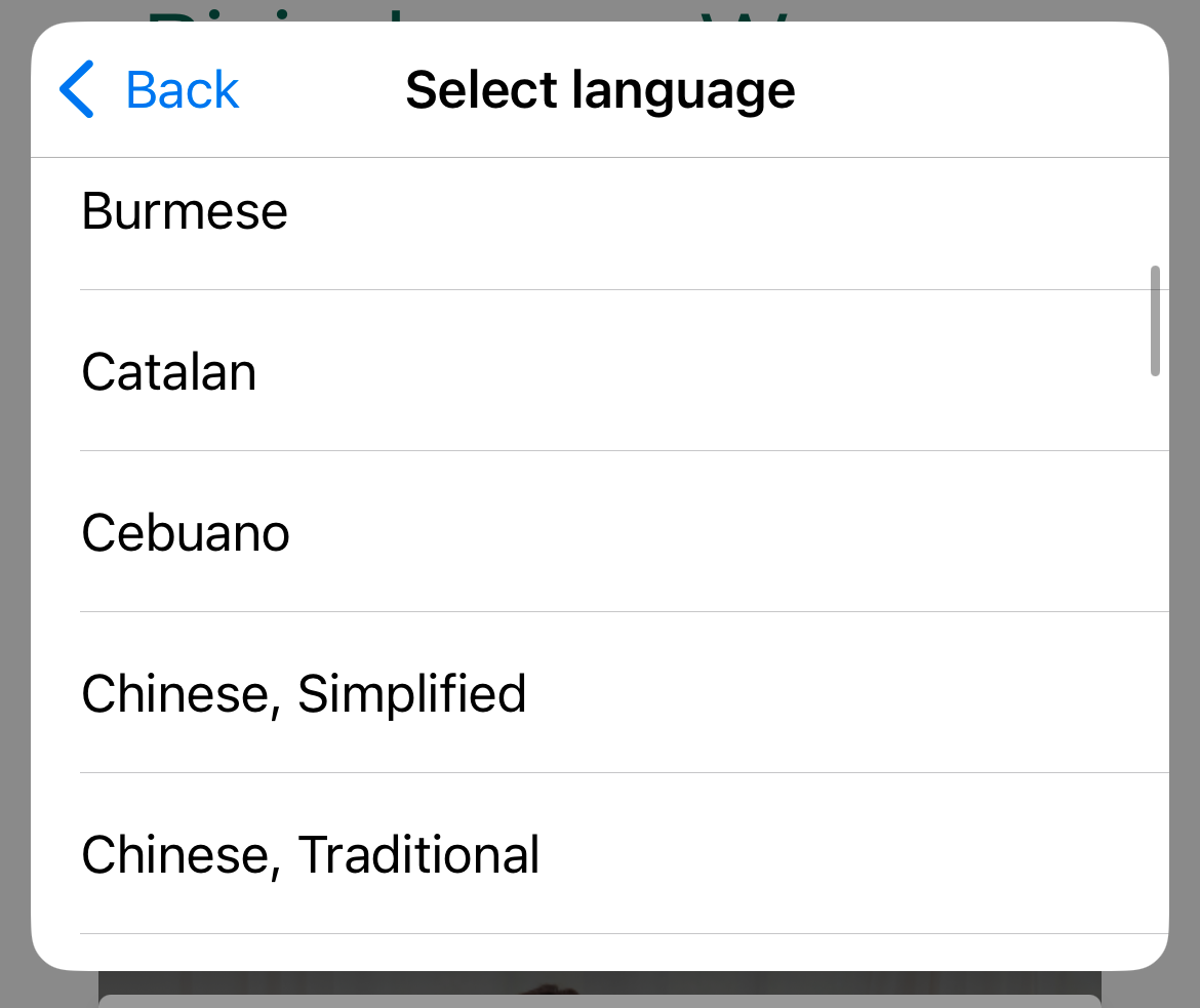 Select Language Google Chrome Translation Mobile