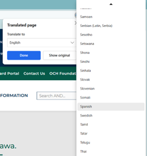 Microsoft Edge Browser Translation select language 3