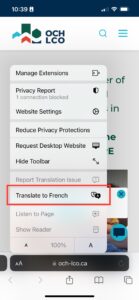 Safari Mobile select Language